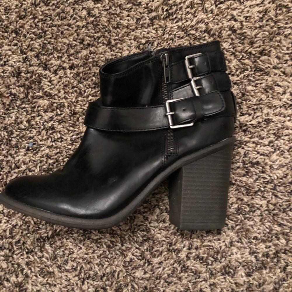 Black leather booties